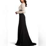 Tadashi Shoji  Floral Lace Bodice Mixed Media Long Sleeve Gown Photo 1