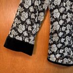 Talbots VTG Black + Ivory Floral Embroidered Sheer Mesh Cardigan w/ Velvet Trim sz 8 Photo 4