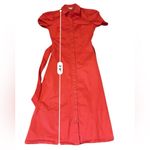 Shoshanna  Annette Red Shirt‎ Dress Women’s Size 2 Puff Sleeve Button Front Tie Photo 14