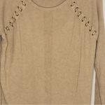 Calvin Klein Women's  Ribbed Gold Grommet Long Sleeve Sweater Tan  Size Medium Photo 4
