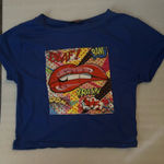 AQ Sport Blue Cropped Graphic Tee XL Cloth Mask NEW Casual Dopamine Kidcore Photo 0