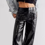 Free People Free People Star Crossed Lovers Faux Leather Straight Leg Pants Black 0 Photo 0