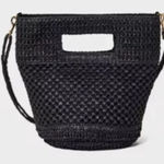 Universal Threads Universal Thread Black Straw Crossbody Bucket Bag with Braided Strap NEW Photo 0