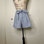 Jun & Ivy Francesca’s Blue & White Striped High Waist Scalloped Shorts Size M Photo 2