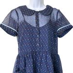 Modcloth  S Blue Polka Dot Short-Sleeve Sheer Dress attached‎ slip Photo 4