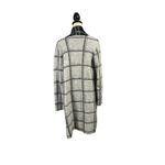 Tahari  Women's Black Grey Plaid Wool Blend Long Line Cardigan Sz M Classic Cozy Photo 2