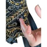 Beaded Stretch Satin Prom Homecoming Party Dress by Madeline Gardner Black SZ1 Photo 3