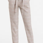 Joie  plaid pants tie belt dress pants trousers tan blue size 10 Photo 0