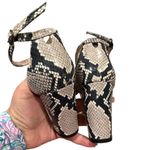 Stuart Weitzman SWIFTY ANKLE STRAP SNAKESKIN OPEN TOE BLOCK HEEL 9 Photo 4