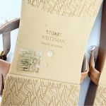 Stuart Weitzman Women’s Goldie Pearl Demi Wedge Thong T-Strap Sandals Tan White Photo 12