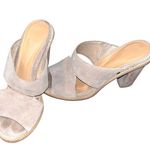 UGG  CELIA CANVAS SUEDE 4" STACKED LEATHER HEELs Photo 0