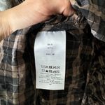 Ganni  Ruched Seersucker Mini Dress Plaid Tan Black beige puff sleeves neutral Photo 12