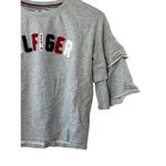Tommy Hilfiger Gray Spell Out 3/4 Ruffle Sleeve Lightweight Sweatshirt Sz XS Photo 4