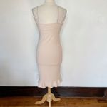 Fletch Brand Textured Ruffle Hem Super Fitted Solid Cream Midi Dress Photo 5