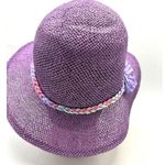 Inverni Hat Purple Raffia Flower Trim Sun Beach Garden Party Floppy Italy Photo 3