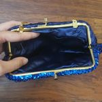 Blue Floral Sequin Chic Feminine Romantic Whimsigoth Retro Evening Clutch Bag Photo 1