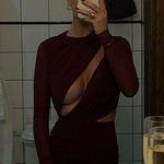 House Of CB Lucinda Sheer Long Sleeve Cut Out Bodycon Mini Dress in Mulberry XS Photo 8