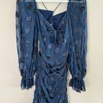 For Love & Lemons  Navy Blue Polka Dot Chiffon Ruched Lula Mini Dress XS Photo 1