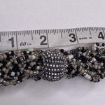 Chico's Chico’s Elsa Beaded Stretch Bracelet EUC Sz OS Braided Silver Black Tan White Photo 6