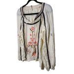 Free People Tiger Lily Floral Embroidered Boho Peasant Top Blouse Shirt XS Photo 3