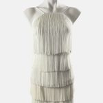Aidan Mattox  Fringe Mini Sheath Dress in Ivory Photo 0