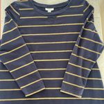 Charter Club Woman Weekend 2X long sleeve navy top glittery gold stripes high-lo Photo 0