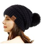 Winter Cozy Warm Pom Pom Pink Beanie Hat Knit Fleece Lined Slouchy Skiing NWT Photo 7