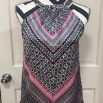 The Limited  Halter Top Navy/Pink Tie Back Tassels Silky Cocktail Office Y2K Girl Photo 0