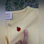 Vintage Tia Designs yellow daisy lady bug appliqué cardigan sweater Size M Photo 11