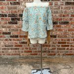 Anthropologie  LAIA Pastel Green Floral Off-Shoulder Top / L / EUC Photo 9