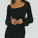 Princess Polly  Jaden Black Ribbed Long Sleeve Romper F29 Photo 0