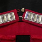 Oboe Small Red Backless Knee Length Bodycon Keyhole Neck Rhinestone Halter Dress Photo 3