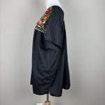Liliana Cruz Hand Embroidered Blouse Top Womens 2X Black Floral Mexican Short Sl Photo 7
