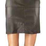Lulus  Edgy Expression Dark Brown Faux Leather Vegan Pencil Mini Skirt Size M Photo 0