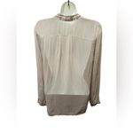 Johnny Was Embroidered Floral Tunic Top Sz S Light Gray Peasant Whimsy Blouse Photo 3