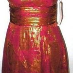 Aidan Mattox New NWT $310 Womens 6 Silk Metallic One Shoulder Dress Red Gold Photo 0