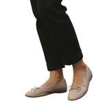 Mango  MNG Leather Ballet Flats with Bow Detail Beige Size 38/US 7.5 Photo 1