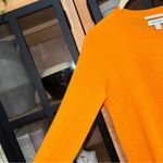 Nordstrom Cashmere sweater crewneck orange citrus neon ribbed 100% tangerine Photo 3