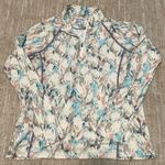 Orvis  teal/ cream floral pattern 1/4 zip pullover sz S Photo 2