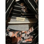 Floral Striped Cowl Neck Sweatshirt Gray Black Pink Long Sleeve Pullover Size L Photo 3