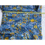 Talbots  Women’s Sz L Classic Button Shirt Botanical Blue Sunflower Spring Photo 6