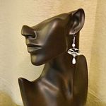 Oriental Fan Design Earrings Silver Photo 4