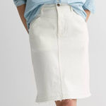 Sonoma  Skirt Denim Fray Release Hem A-Line White 8 Stretch Party Work Trendy Mod Photo 0