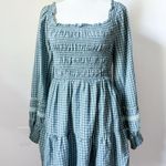 American Eagle Plaid Smocked Long Sleeve Dress Photo 1
