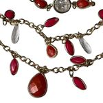 Vintage Multi Layered Gold Chain Statement Necklace Choker u Red Orange Clear Ge Photo 1