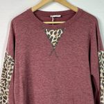 First Love NWT Brushed Fleece Leopard Patchwork Long Sleeve (Burgundy) - Large Photo 2