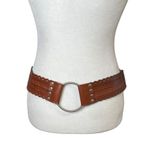 Brown Tooled Leather Wide Statement Belt Rings Boho Waist Festival Women’s Sz S Photo 3