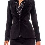 Norma Kamali Black Corduroy Blazer Jacket Size 4 Fitted Lined Stretch Classic Photo 0