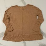 cupio High Low Crewneck Sweater Ribbed Sleeves/Hemline Womens Large Tan Cozycore Photo 5