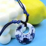 Floral Ceramic Pendant Necklaces‎ Vintage & Chinese Style Blue Photo 3